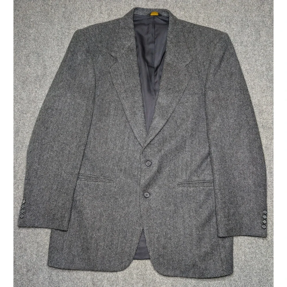 Farah Clothing Co Mens 42L Vintage Pure Wool Tweed Blazer Sport Coat Herringbone